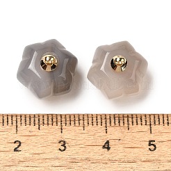 Подвески-тыквы из натурального серого агата с золотистыми латунными дужками&nbsp;G-C158-06G-03