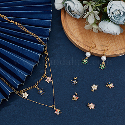 15шт 5 цвета латунные прозрачные кубические подвески из циркония&nbsp;ZIRC-DR0001-06