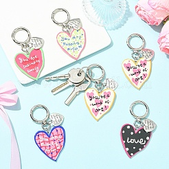 10 шт. 5 стиля подвесных украшений в виде сердца из эмалевого сплава и акрила&nbsp;HJEW-YW00296