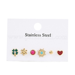 Серьги-гвоздики из нержавеющей стали 304 со стразами и камнями&nbsp;EJEW-S224-04G-01