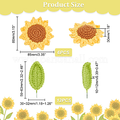 18шт 2 стиля ручная вязка шерсть подсолнух и лист&nbsp;DIY-GA0006-11