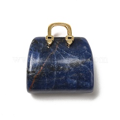 Натуральные латунные подвески из содалита&nbsp;KK-E274-01G-13