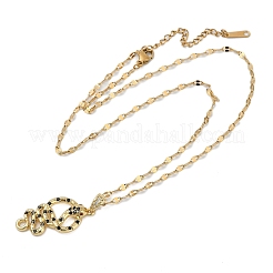 Латунные ожерелья с подвеской в виде змеи из черного кубического циркония с микропаве&nbsp;LS-NJEW-K280-08G