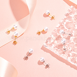 12 пара двухцветных сережек-гвоздиков с шариками из ракушек и жемчуга для женщин&nbsp;STAS-DC0006-98