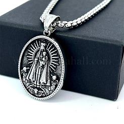 Овальные ожерелья из нержавеющей стали 304 с подвеской в виде Девы Марии для мужчин&nbsp;ES6504