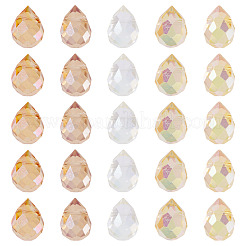 50шт 5 цвета гальванические прозрачные стеклянные бусины&nbsp;GLAA-TA0003-47A