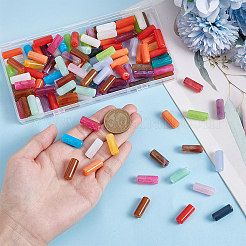 120 шт. акриловые бусины в форме столбиков с имитацией драгоценных камней&nbsp;MACR-UN0001-06