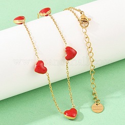 Комплекты из ожерелий и серег-гвоздиков из нержавеющей стали 304 в форме сердца для женщин&nbsp;SJEW-K003-03G