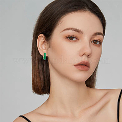 2 пара 2-цветных двухцветных массивных серег-колец из нержавеющей стали 304 с эмалью для женщин&nbsp;EJEW-DC0001-38C