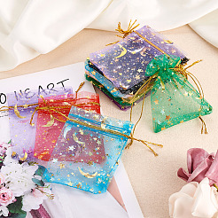 100 шт. подарочные пакеты из органзы с принтом звезд и луны 10 цветов&nbsp;OP-YS0001-02B