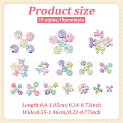 225шт 15 стиля имитация жемчуга акриловые бусины&nbsp;OACR-ME0001-02