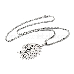 201 ожерелье с подвеской в виде индейского вождя из нержавеющей стали с полой резьбой&nbsp;LS-NJEW-H065-13P