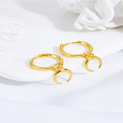 1 пара серег-колец в форме луны из латуни&nbsp;EJEW-LP0007-116G