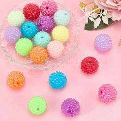 24 шт. 12-х цветные крупные смоляные бусины в форме шариков из жевательной резинки со стразами&nbsp;RESI-SP0001-19