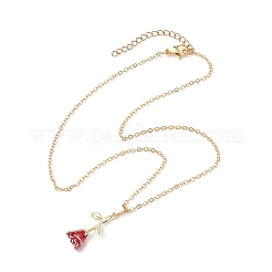 День святого Валентина сплав темно-красной эмали роза цветок кулон ожерелье&nbsp;NJEW-TA00183