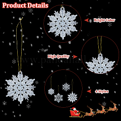 36шт снежинка пластиковая подвеска украшения&nbsp;DIY-CP0013-33A