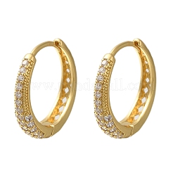 Серьги-кольца из латуни с микропаве из кубического циркония&nbsp;EJEW-H143-25G-01