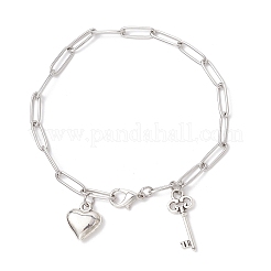 304 нержавеющая сталь скрепки цепи браслеты с подвесками для женщин&nbsp;BJEW-JB11950-02