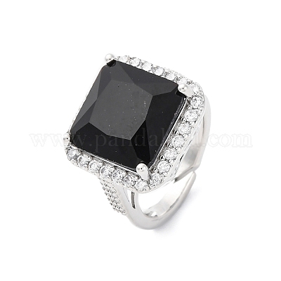 Латунные кольца-манжеты с микропаве и прозрачным цирконием для женщин&nbsp;RJEW-A062-04P-1