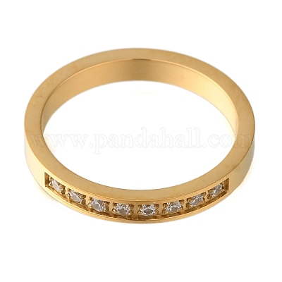 Ионное покрытие (ip) 304 нержавеющая сталь микропаве прозрачные кубические цирконии перстни для женщин&nbsp;RJEW-B066-07G-1