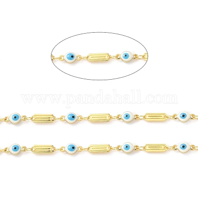 Цепочка из бисера ручной работы с эмалью от сглаза CHC-M024-06G-1