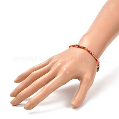 Граненые круглые стеклянные бусины эластичный браслет для девочек-подростков&nbsp;BJEW-JB07072-03-1