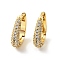 Clear Cubic Zirconia Hoop Earrings, Rack Plating Brass Jewelry for Women, Cadmium Free & Nickel Free & Lead Free, Real 18K Gold Plated, 17x14x4.5mm, Pin: 1mm
