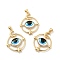 Opaque Resin Pendants, with Real 18K Gold Plated Tone Brass Findings, Ring with Eye Charm, Cadmium Free & Nickel Free & Lead Free, Cyan, 33x26x7mm, Hole: 3x4.3mm