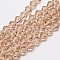 Transparent Glass Beads Strands, Faceted, Bicone, PeachPuff, 4x4mm, Hole: 0.8mm, about 80~85pcs/strand, 30~32cm