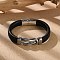 Braided Microfiber Leather Cord Bracelets for Men, with 316 Surgical Stainless Steel Polished Buckle and 304 Stainless Steel Finding, Stainless Steel Color, 8-5/8 inch(22cm)