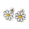304 Stainless Steel with Enamel Stud Earrings, Cartilage Earrings, Daisy Flower, Stainless Steel Color, 9~9.5mm