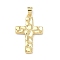 Brass Pendants, Cross Charms, Real 16K Gold Plated, 27x18.5x3mm, Hole: 4.5x3.5mm