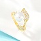 Brass Micro Pave Cubic Zirconia Finger Rings for Women, Round, with ABS Plastic Imitation Pearl, Real 18K Gold Plated, 14mm, US Size 7(17.3mm)
