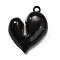Acrylic Pendants, Heart-shaped, with Loop, Black, 42.5x34.5x11.5mm, Hole: 3.5mm