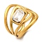 304 Stainless Steel Rhinestone Solitaire Ring, Finger Rings, Wide Band Rings, Crystal, 23mm, Inner Diameter: 17mm