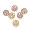 Multi-Petal Flower Brass Fancy Bead Caps, Lead Free & Nickel Free & Cadmium Free, Mixed Color, 8x3mm, Hole: 1.5mm