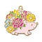 Golden Plated Alloy Enamel Pendants, Hedgehog Charm, Colorful, 27x30x1mm, Hole: 1.6mm