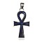 Alloy Enamel Pendants, Ankh Cross, Blue, 36x19.5x2mm, Hole: 5mm