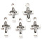 Tibetan Style Alloy Pendants, Cross, Antique Silver, 22x12mm