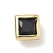 Square Brass Micro Pave Cubic Zirconia Cabochons, Rack Plating, Long-Lasting Plated, Lead Free & Cadmium Free, Real 18K Gold Plated, Black, 5x5x3.5mm