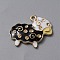 Alloy Enamel Pendant Rhinestone Settings, Light Gold, Sheep, Black, Fit for 1.5mm Rhinestone, 21.5x26x3mm, Hole: 1.8mm