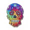 Acrylic Pendants, Skull Theme Charms, Floral Pattern, 35x25x2.3mm, Hole: 1.8mm