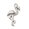 Brass Pendants, Flamingo Charms, Platinum, 18x9x2.5mm, Hole: 1.2mm