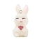 Animal Flocking Opaque Resin Pendants, with Platinum Iron Loop, Rabbit, 38x17.5x20mm, Hole: 2mm