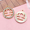 Zinc Alloy Crystal Rhinestone Pendants, Flat Round, Constellation, Light Gold, Libra, 21x18mm