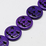 Синтетических нитей бирюзовые бусы, окрашенные, тыква тыква джек о фонарь джек о фонарь, индиговые, 15x3.5 мм, отверстие : 1 мм, около 27 шт / нитка, 15.35 дюйм