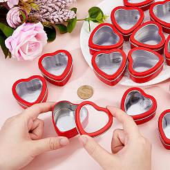 Подарочные коробки из жести в форме сердца с прозрачным окошком в крышке&nbsp;CON-WH0112-033