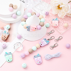 Наборы для самостоятельного изготовления пузырькового чая и круглых силиконовых брелоков&nbsp;DIY-YW0011-19