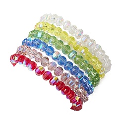 Прозрачные гальванические стеклянные бусины с корейскими эластичными хрустальными нитями браслеты&nbsp;BJEW-JB11687