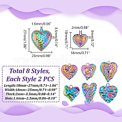 16 шт. 8 стиля подвесок из нержавеющей стали 304 и 201&nbsp;STAS-GA0001-56